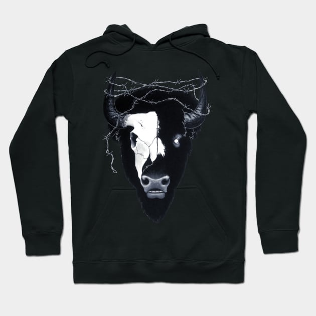 Dead Eyes Buffalo Skull Art Hoodie by Ciarabarsotti